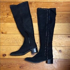 Over the Knee Black Studded Fergalicious Boots
